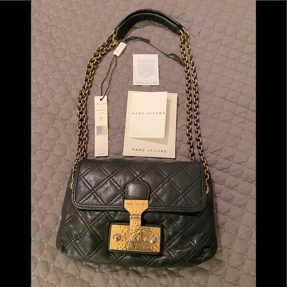 Marc Jacobs Black Baroque Leather Shoulder Bag